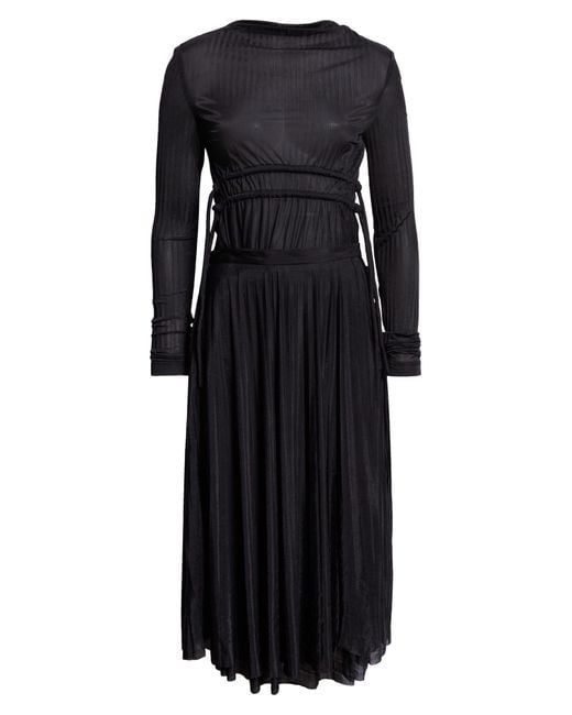 Proenza Schouler Black Riley Pleated Long Sleeve Jersey Dress