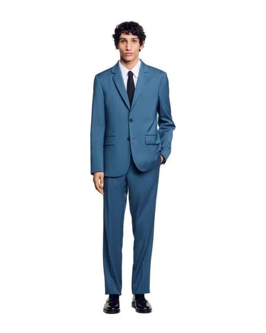 Sandro Blue Wool Suit Jacket for men