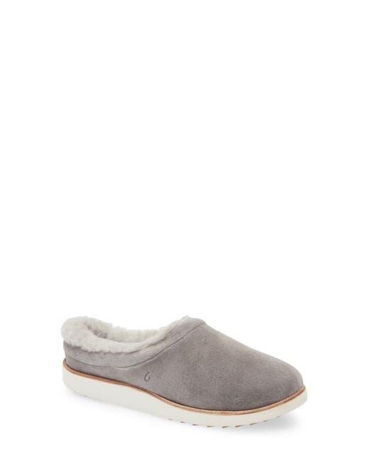 Olukai Gray Mani Genuine Shearling Slipper