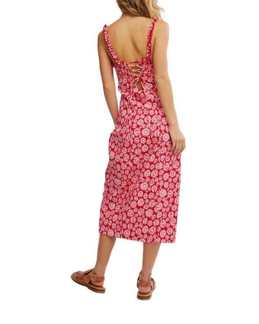 Free People Red Lucinda Floral Print Midi Dress