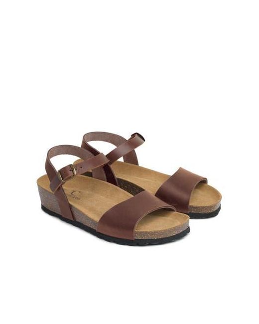 Celtic & Co. Brown Low Wedge Ankle Strap Sandal
