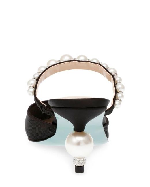 Betsey Johnson Black Evey Imitation Pearl Pointed Toe Mule