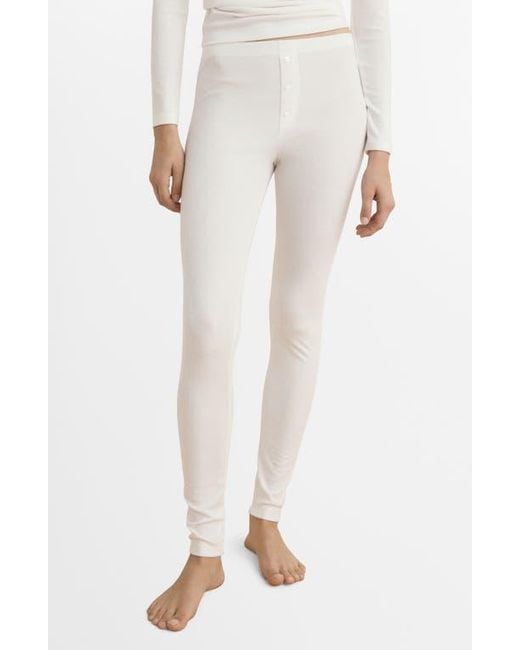Mango White Rib Knit Pants