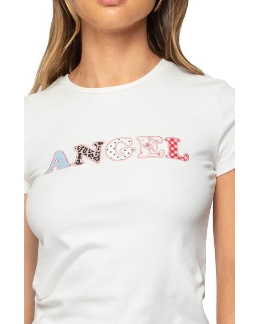 Edikted White Angel Patch Baby Tee