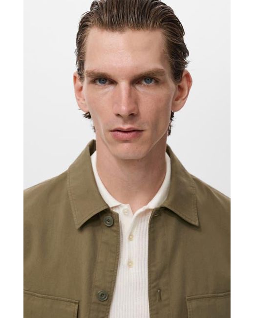 Mango Green Regular Fit Lyocell & Cotton Jacket for men