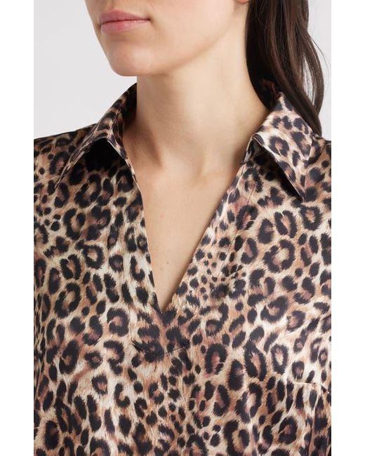 Julia Jordan Multicolor Leopard Print Long Sleeve Midi Shirtdress