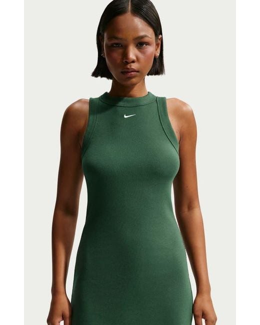 green nike dress Nike Women's NSW Chill Knit Tight Ribbed Tank Dress in Green | size XL