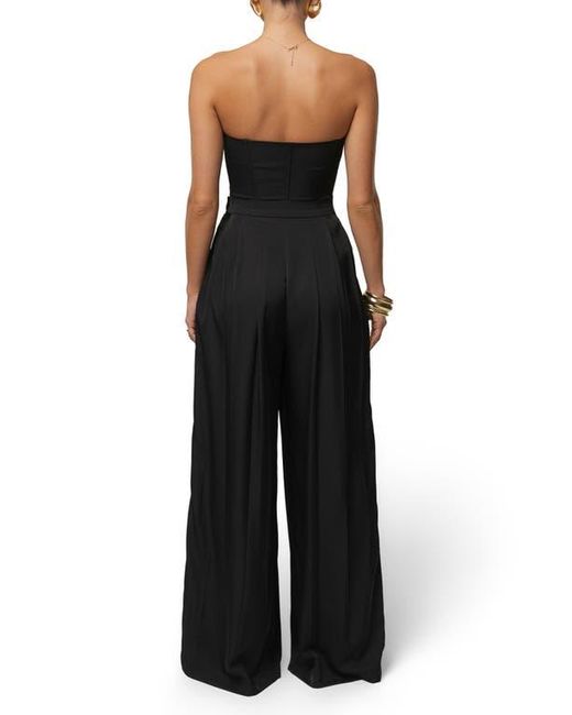JLUXLABEL Black Clara Pleated Wide Leg Trousers