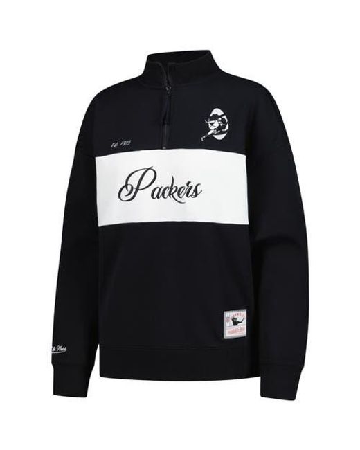 Mitchell & Ness Black Bay Packers Quarter-Zip Jacket