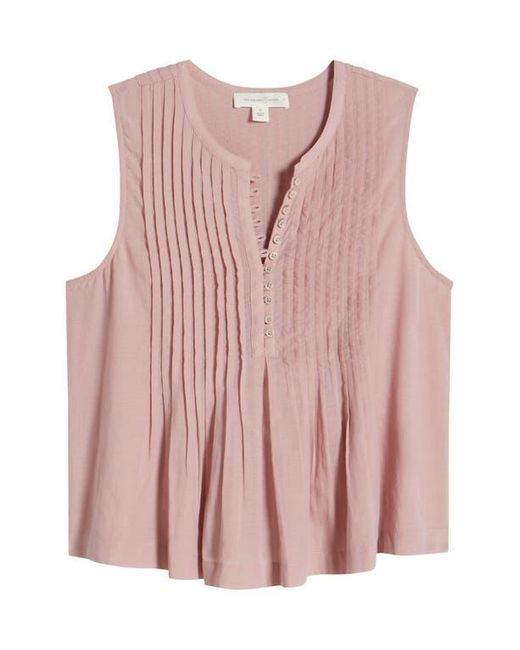 Treasure & Bond Red Pintuck Cotton Blend Tank