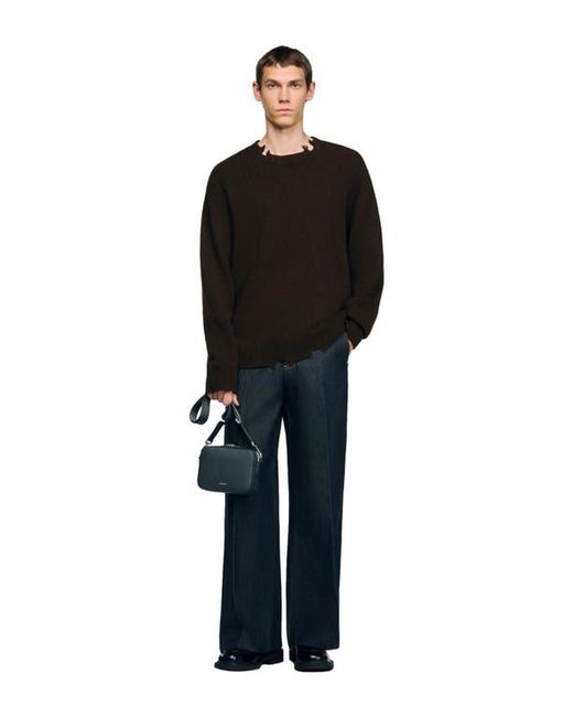 Sandro Gray Small Reconstituted Leather Bag for men