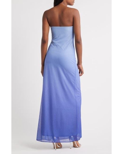 Jump Apparel Purple Metallic Ombré Strapless Gown