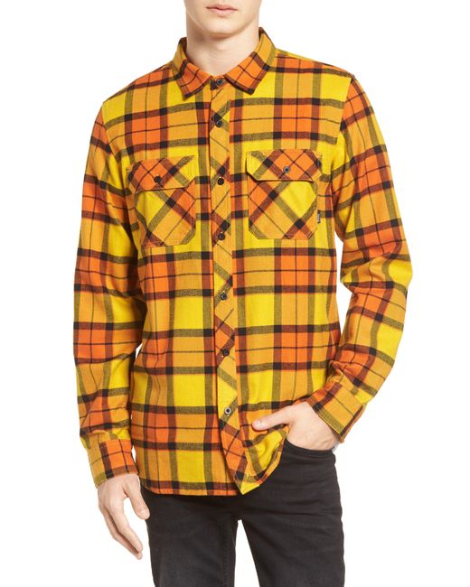 Tavik Yellow 'vincent' Brushed Plaid Flannel Shirt for men
