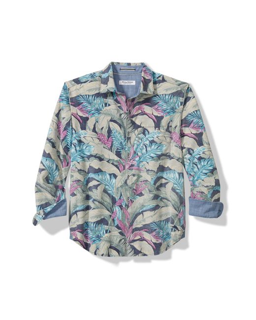 Tommy Bahama Blue Coastline Cord Leaf Print Cotton Corduroy Button-up Shirt for men