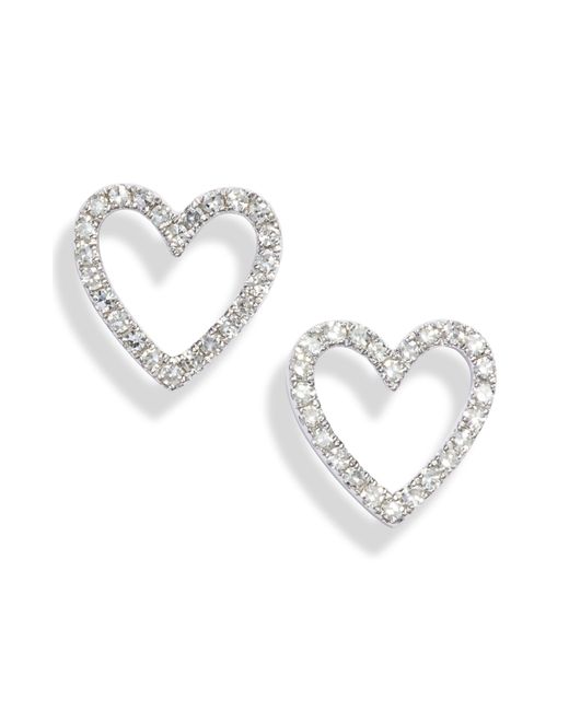EF Collection Metallic Diamond Open Heart Stud Earrings