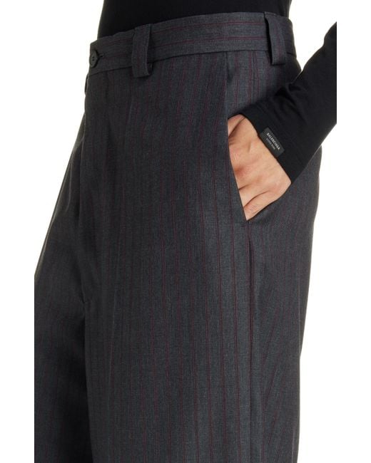 Balenciaga Black Gender Inclusive Relaxed Fit Pinstripe Virgin Wool Pants