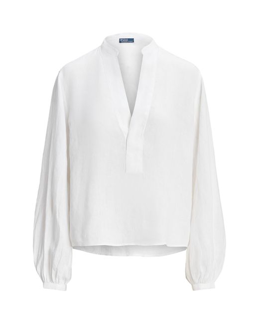 Polo Ralph Lauren White Linen Popover Shirt
