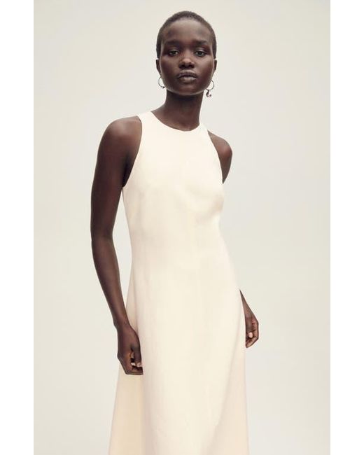 Mango Natural Frayed Hem Linen A-Line Dress