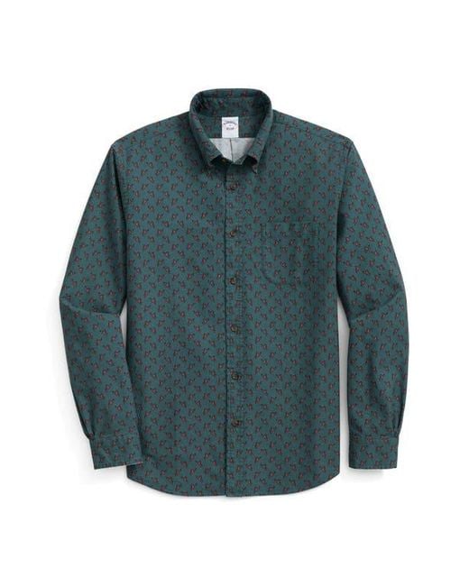 Brooks Brothers Blue Friday Regular Fit Print Cotton Poplin Button-Down Shirt for men