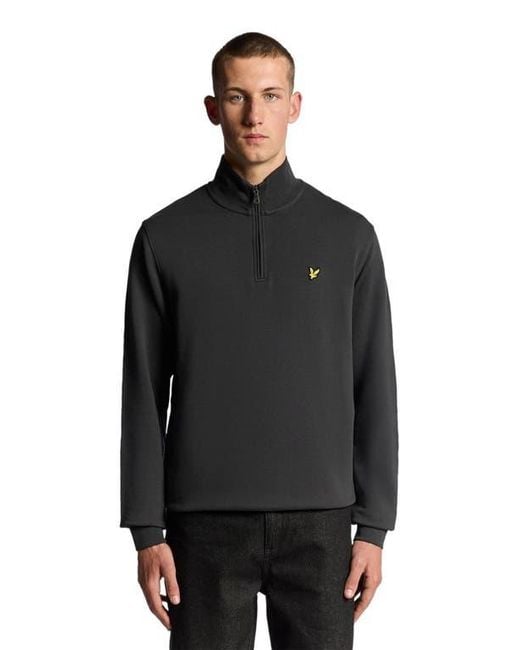 Lyle & Scott Black Loopback Quarter Zip Sweat for men