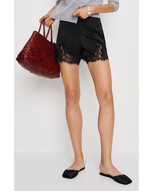 Reformation Black Fern Satin Shorts