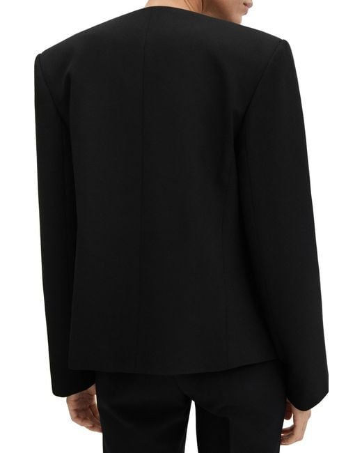 Mango Black Padded Shoulder Collarless Jacket