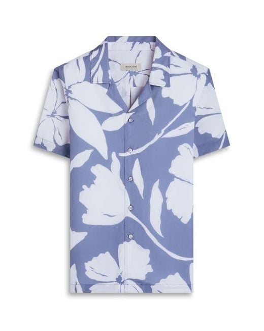 Bugatchi Blue Jackson Floral Lyocell Camp Shirt for men