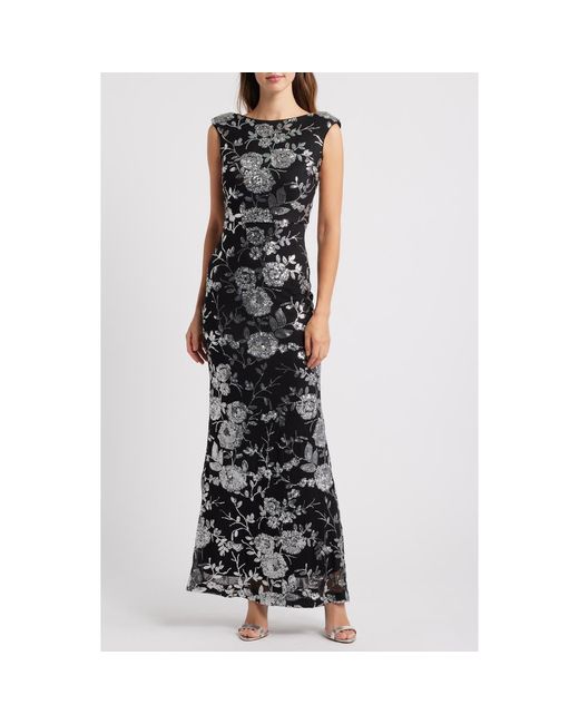 sachin and babi light blue dress Eliza J Women's Cap Sleeve Shirred Long Gown