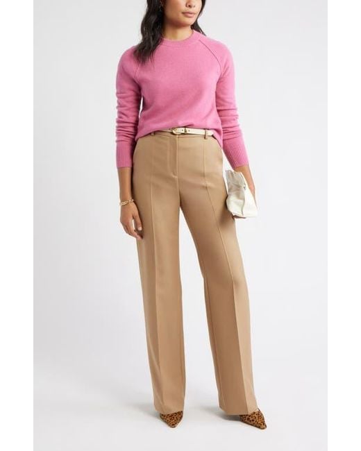 Caslon Pink Raglan Sleeve Wool & Cashmere Sweater