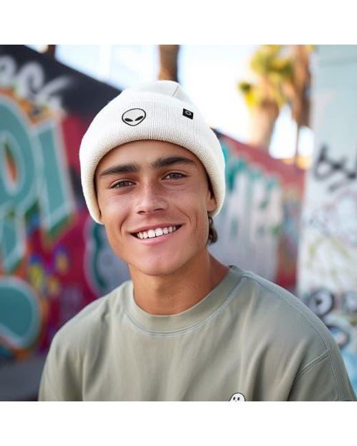 Alix White Alien Beanie for men