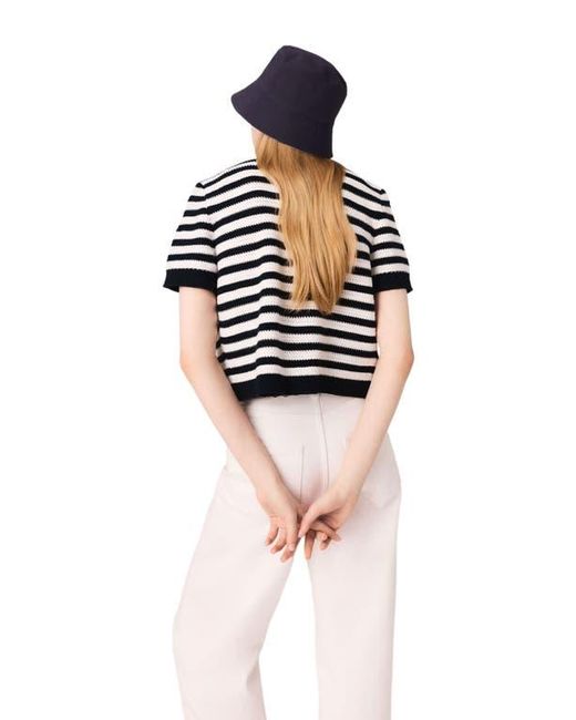 Maje White Crochet Cropped Cardigan