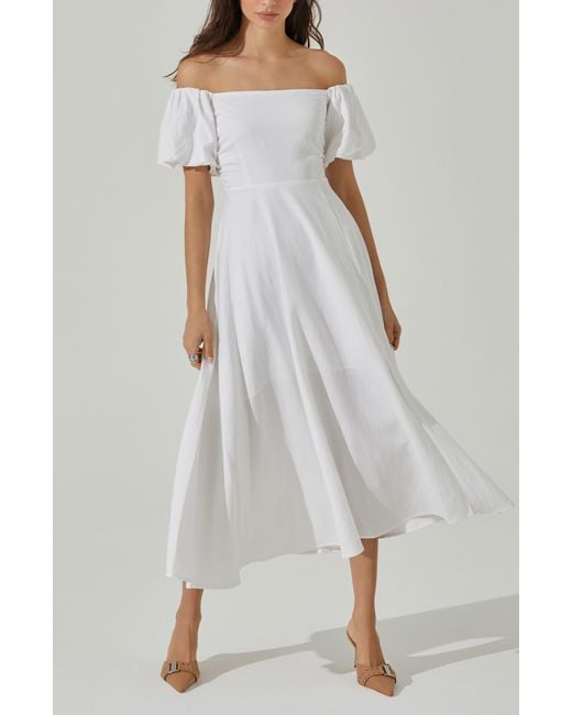 Astr White Off The Shoulder A-line Dress
