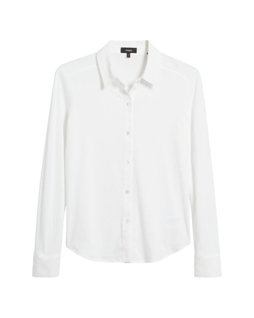 Theory White Riduro Organic Cotton Button-up Shirt