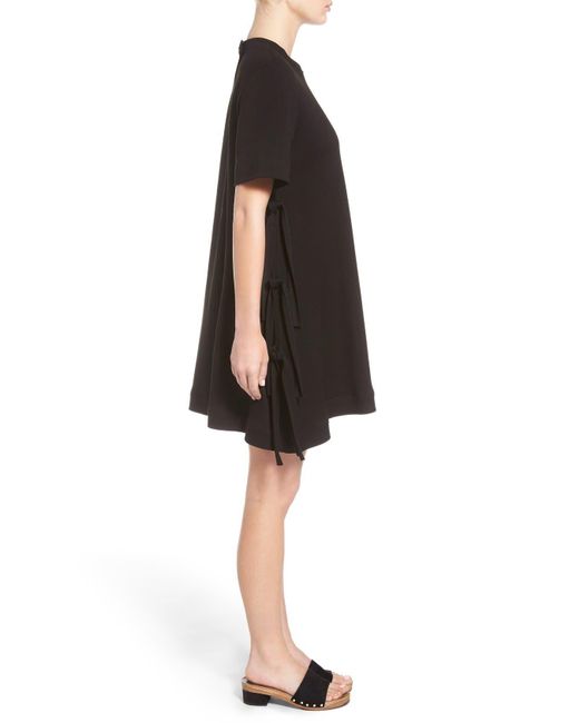Proenza Schouler Black Flared Side Tie Jersey Dress