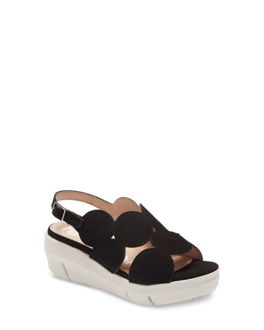 Wonders Black Platform Sandal