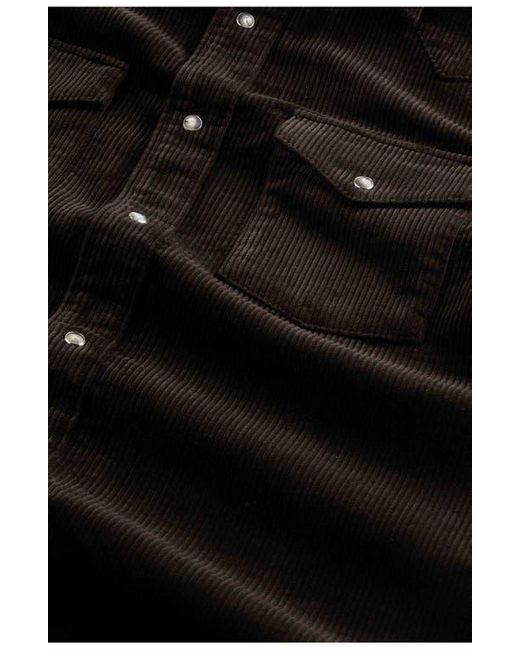 NN07 Black Ricky 50004 Organic Cotton Corduroy Snap-Up Western Overshirt for men