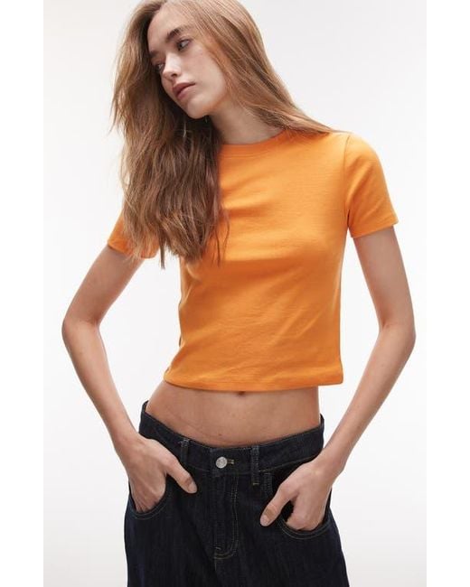 TOPSHOP Orange Everyday Shrunken Cotton T-Shirt