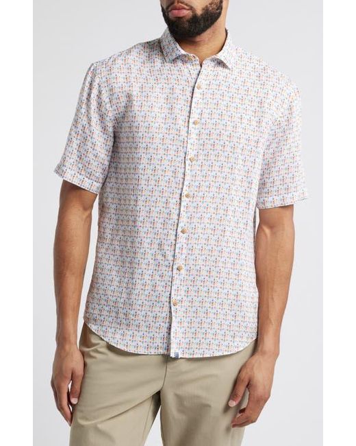 Johnnie-o White 5 O'Clock Somewhere Short Sleeve Linen & Lyocell Button-Up Shirt for men