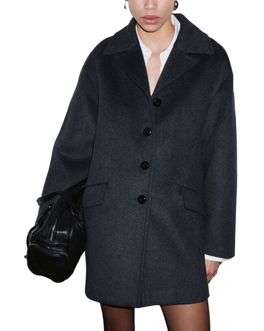 Mango Blue Wool Blend Coat