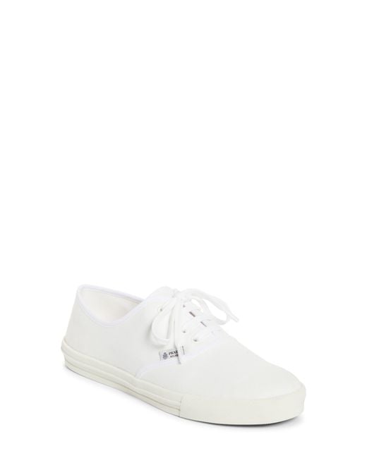 Prada White Drill Canvas Low Top Sneaker