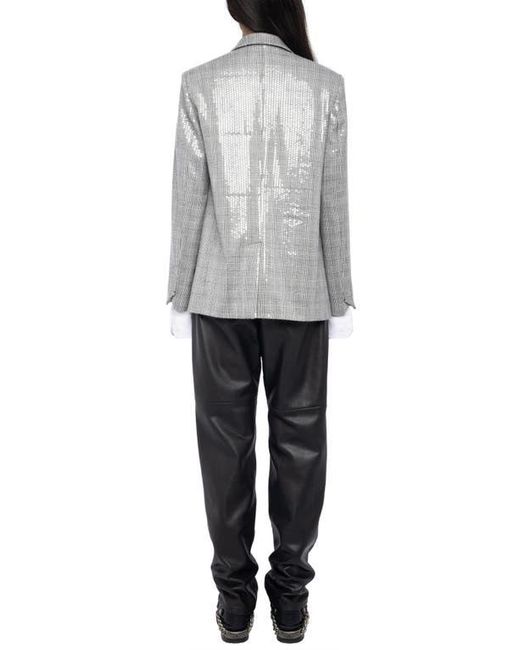 Zadig & Voltaire Gray Vanille Sequin Plaid Blazer