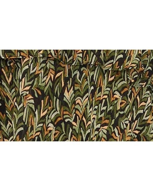 Vince Camuto Green V-Print Georgette Tiered Dress