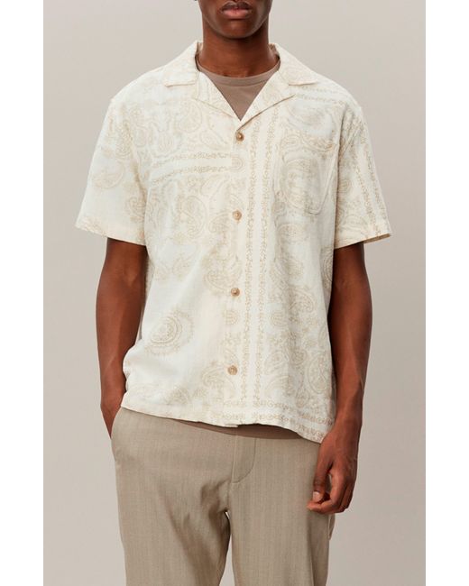 Les Deux White Leslie Paisley Ramie & Cotton Camp Shirt for men
