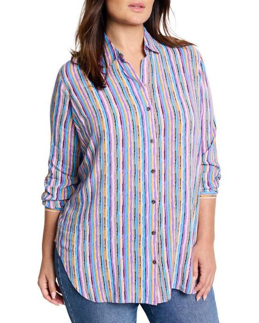 NIC+ZOE Blue Solstice Stripe Button-Up Shirt