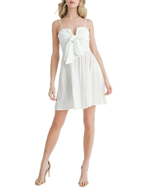 All In Favor White Tie Front Minidress In At Nordstrom, Size Small