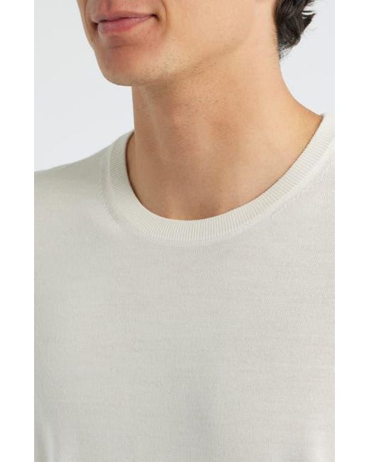 Boss White Leno Slim Fit Wool Crewneck Sweater for men