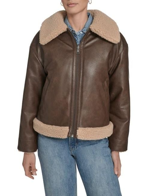 Levi's Brown Reversible Faux Leather & Faux Shearling Jacket