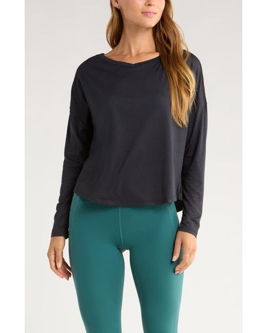 Zella Blue Restore Soft Long Sleeve Relaxed T-Shirt