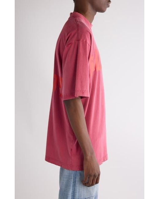 Balenciaga Red Medium Fit Tape Type Logo Graphic T-Shirt