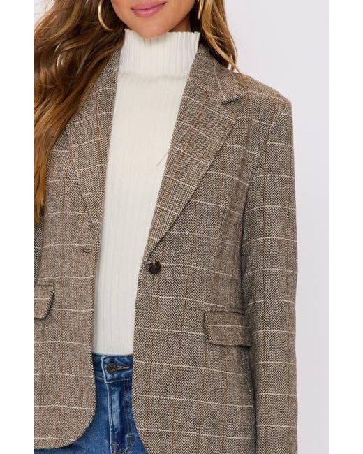 Vici Collection Natural Elodie Plaid One-Button Blazer